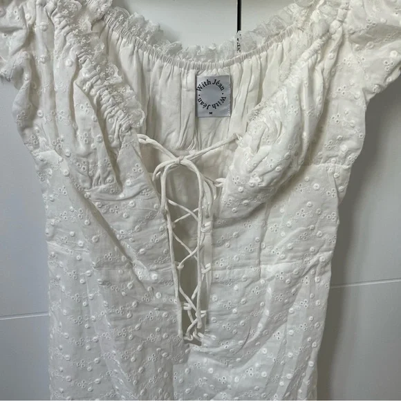 With Jean White Lace-Up Mini Dress - Picture 6 of 6